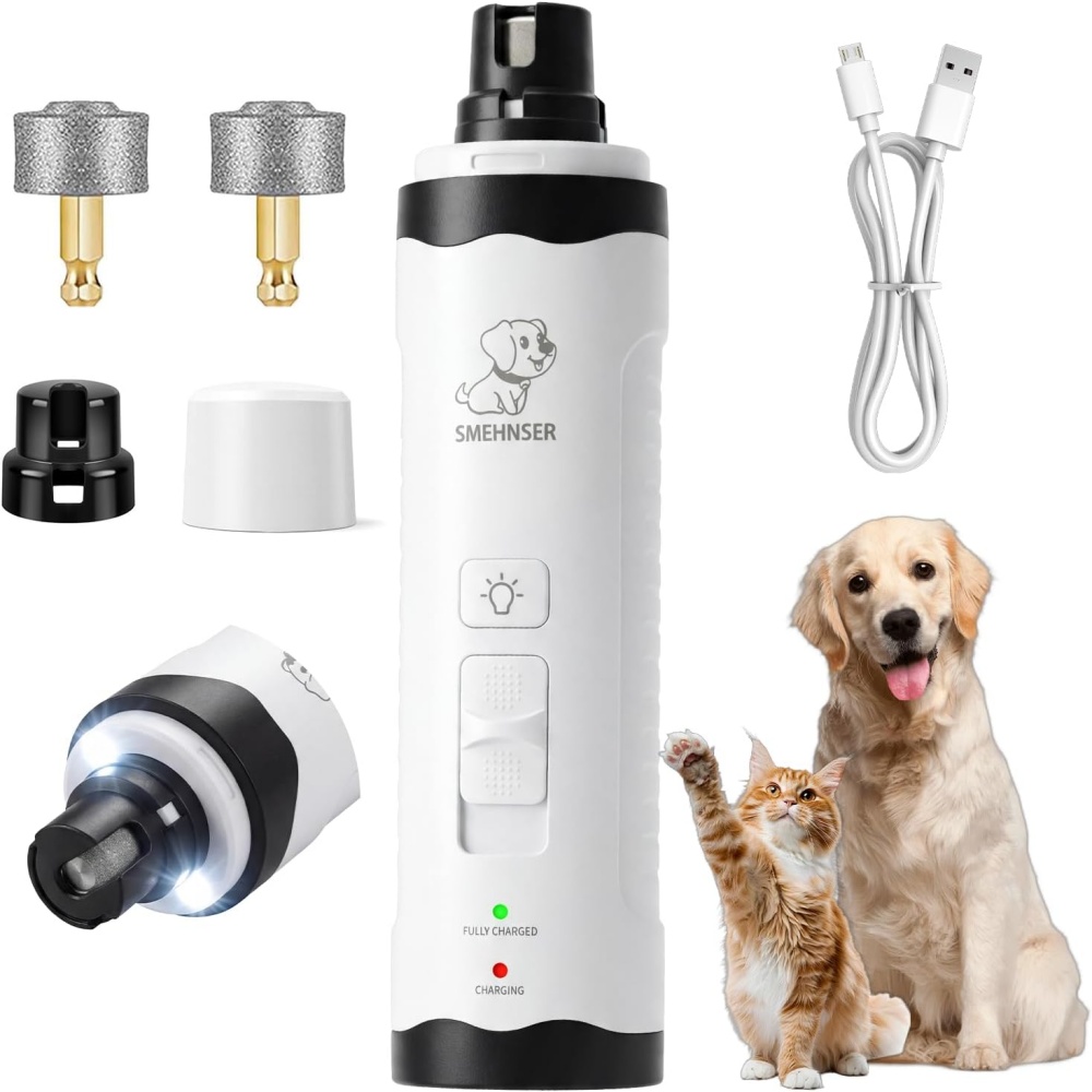 新しい犬の爪切り LED ライト付き低ノイズペット爪切り電気グルーミングトリマー猫犬爪グラインダー充電式 USB
