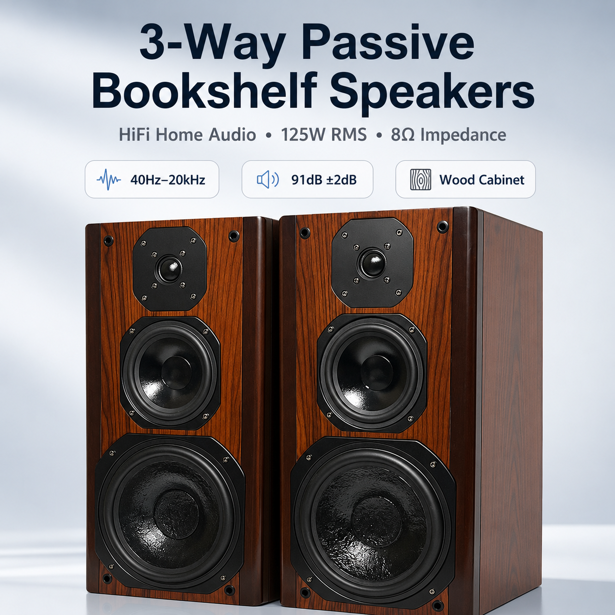 8.5 インチブックシェルフスピーカー 3 ウェイパッシブスピーカー木製 HiFi 125 ワット RMS スピーカー 8ohm サウンドボックスホームシアターカラオケパーティー用