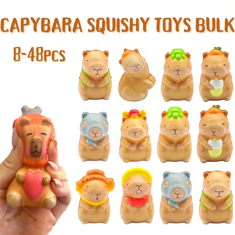 8-48 個カピバラ スクイーズ フィジェット スクイーズ ギフト カピバラ ストレス解消 クラス賞品 誕生日パーティーの記念品 (8 スタイル)