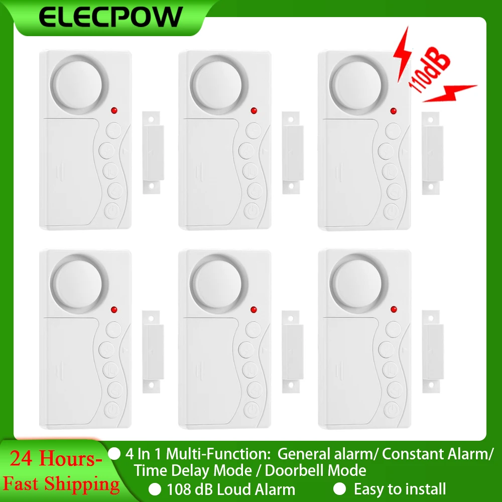 Elecpow ドア開口センサーワイヤレス時間遅延ドア警報盗難防止ドア窓セキュリティ警報冷蔵庫警報ドアセンサー