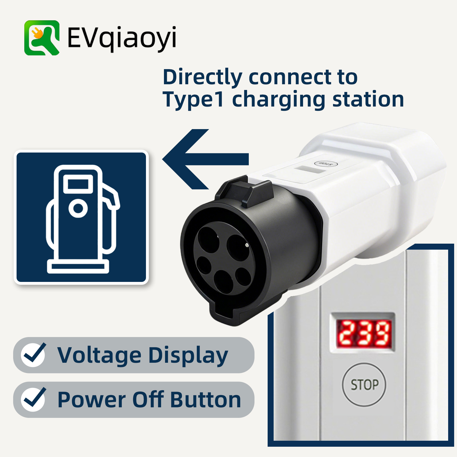 EVqiaoyi ポータブル SAE J1772 から 16A ソケットアダプター、タイプ 1 電気自動車 AC 充電ステーション用