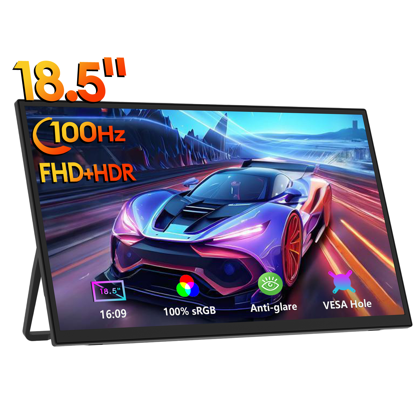 ZEUSLAP 18.5 インチ 1920*1080P 100Hz HDMI タイプ C ゲームポータブルモニター電話、NS、PS5、XBOX、PC、ノートパソコン用拡張画面