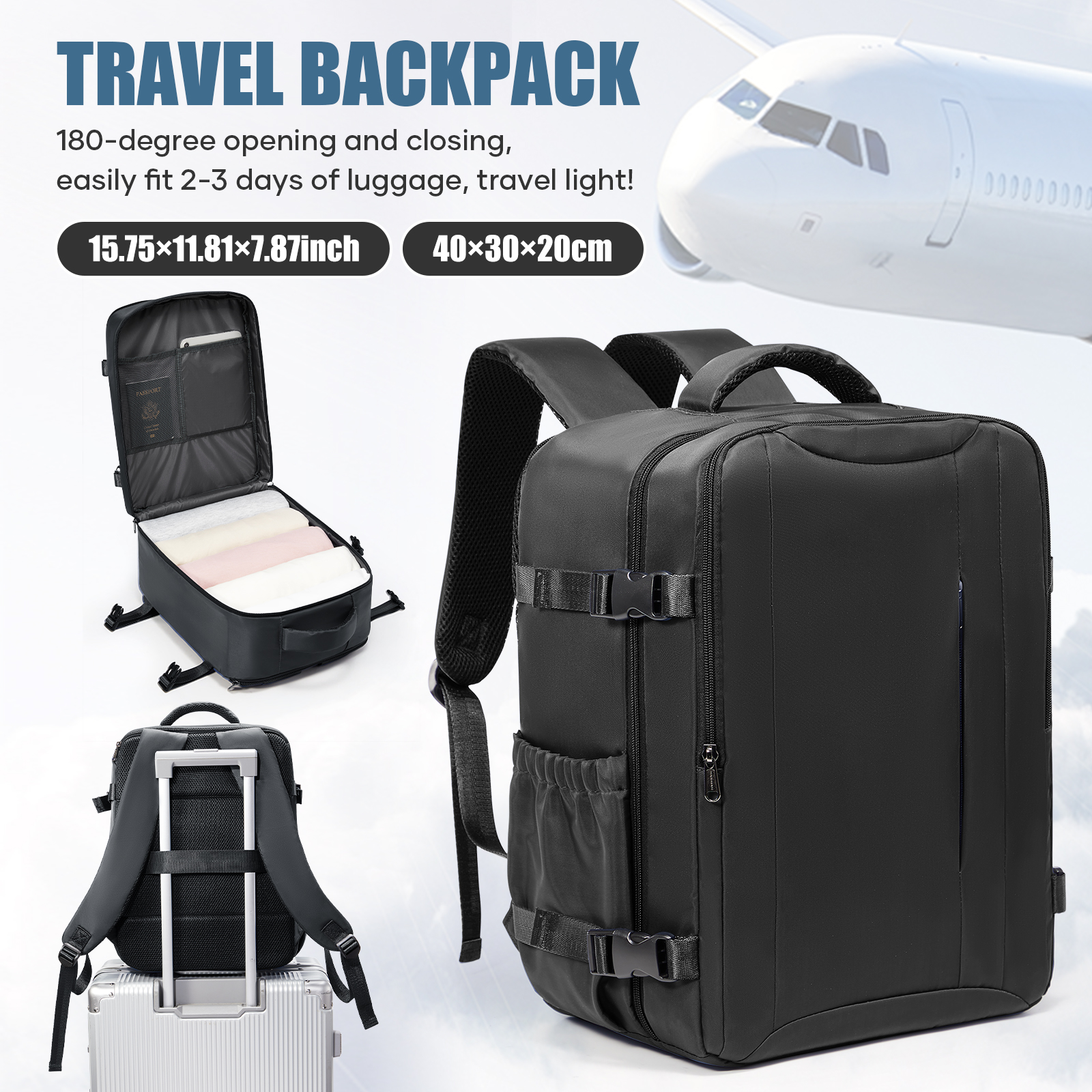 Ryanair キャビンバッグ 40x30x20 - 新しい Easyjet 機内持ち込み旅行バックパック、カジュアル用手荷物バックパック、メンズ ラップトップ バックパック