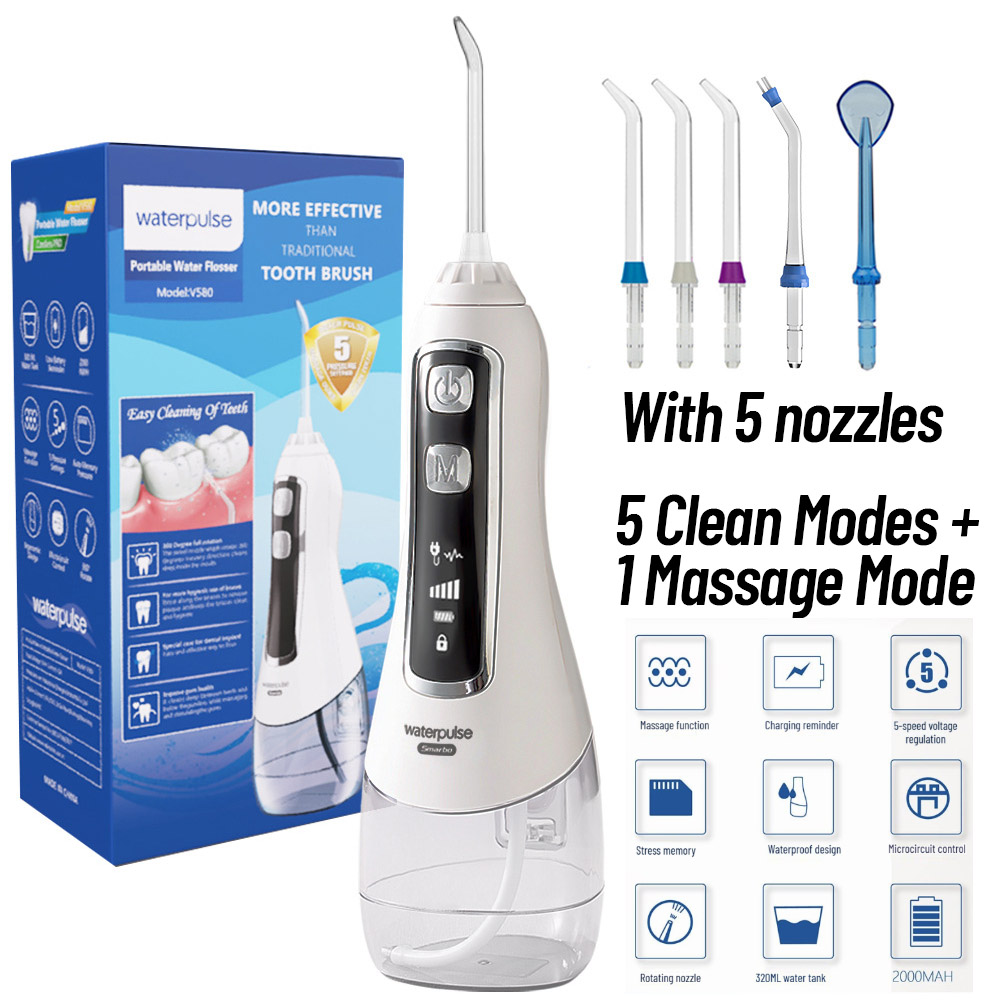 Waterpulse 口腔洗浄器歯科ウォーターフロッサー歯ホワイトニング防水ポータブル歯科ウォータージェットフロス 320 ミリリットル歯クリーナー