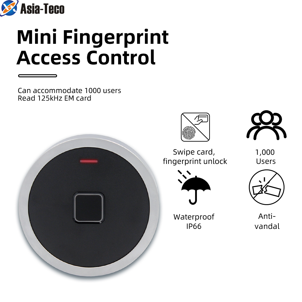 金属アンチヒット生体認証指紋アクセス制御 IP66 防水ミニアクセス制御キーパッド 125Khz RFID カードリーダー SF7
