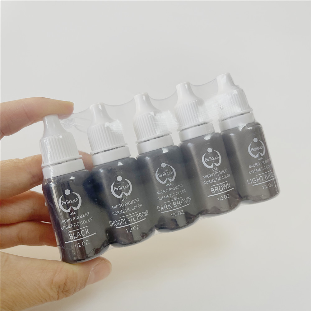 5 黒茶色赤色セット Microblading 顔料ペイントタトゥーインク供給アートメイクマシン眉毛アイライナーリップ