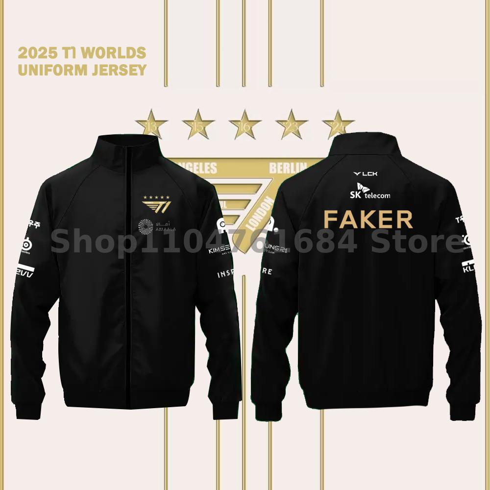 T1 2025 世界選手権 Lol Esports Club Champion Five Star 限定版チーム ジャケット Faker ファン サポート ジャケット