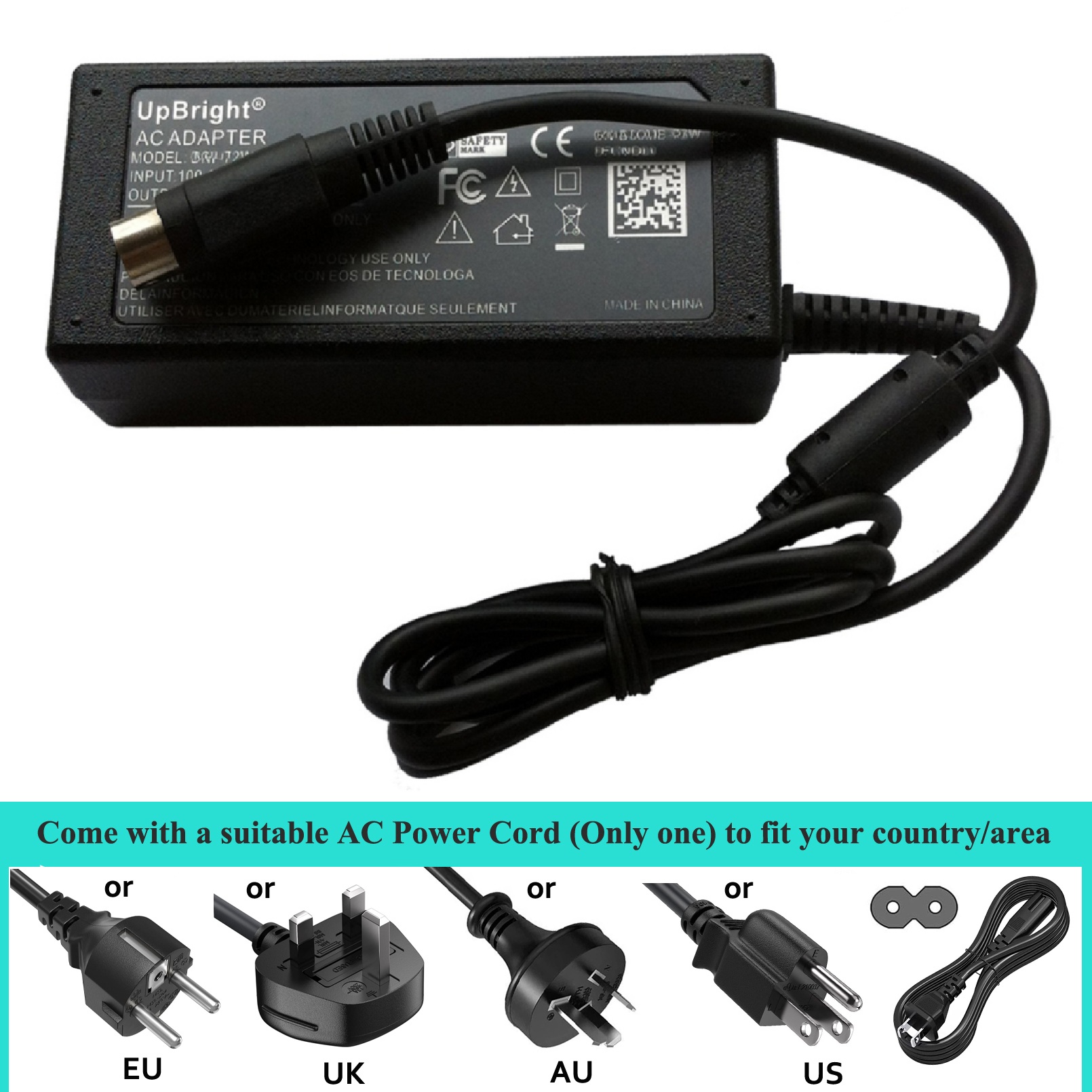 VP Electronique EA1050B-190 EA1050B190 19VDC スイッチング電源コード ケーブル バッテリー充電器用 4 ピン DIN 19V AC/DC アダプター