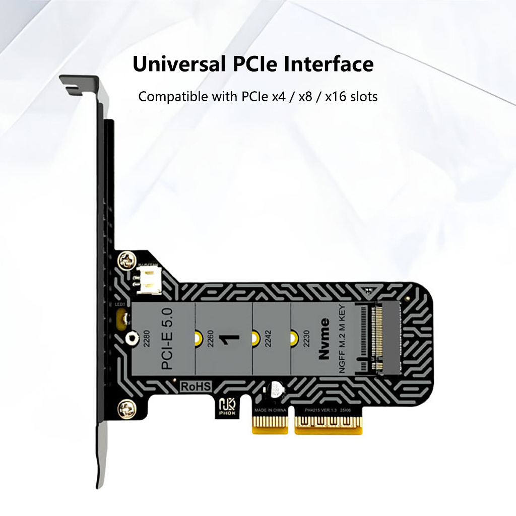 PCIe 5.0 X4 - M.2 NVMeアダプターカード（LEDインジケーター付き）、2230/2242/2260/2280 MキーSSD対応、PCI-E5.0フルスピード拡張カード