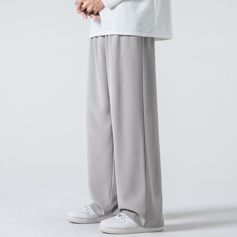 Huili アイスシルクパンツメンズ夏薄い 2024 新しいウエスタンパンツストレートレッグスポーツパンツワイド脚作業服カジュアルパンツ