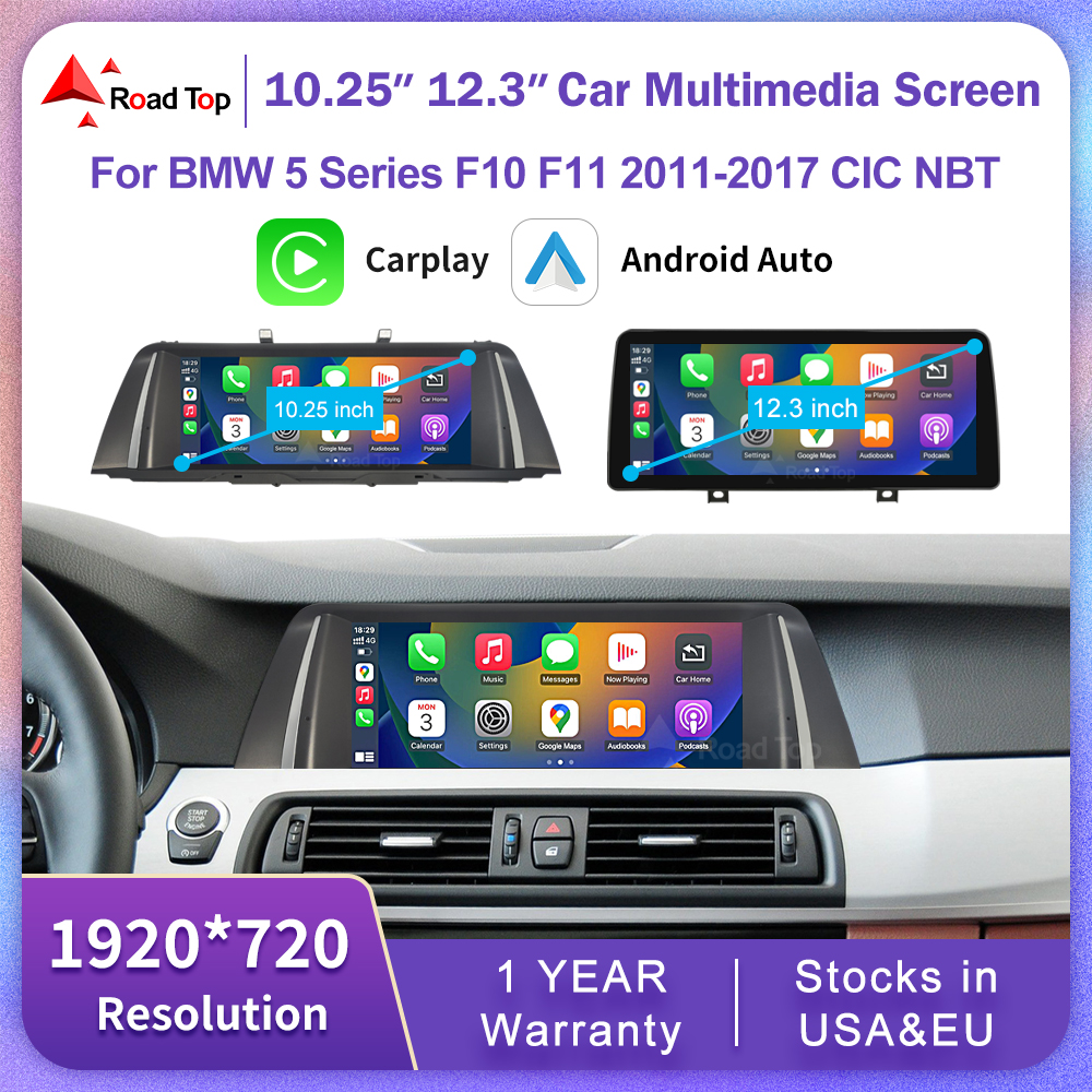 10.25 "12.3" マルチメディアタッチスクリーン BMW 5 シリーズ F10 F11 CIC NBT システム 2011-2017 ワイヤレス Carplay Android オートカーラジオ
