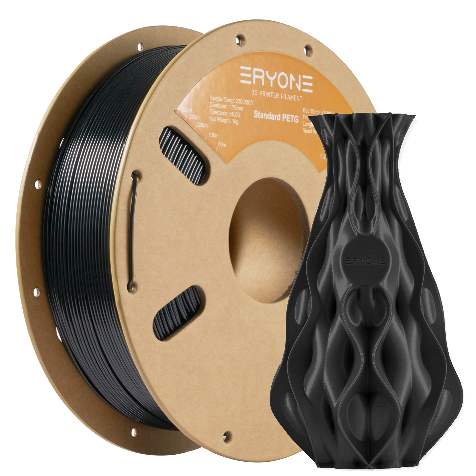 ERYONE 5KG 3D プリンター用標準 PETG フィラメント、1.75mm /-0.03mm、1kg(2.2LBS)/スプール