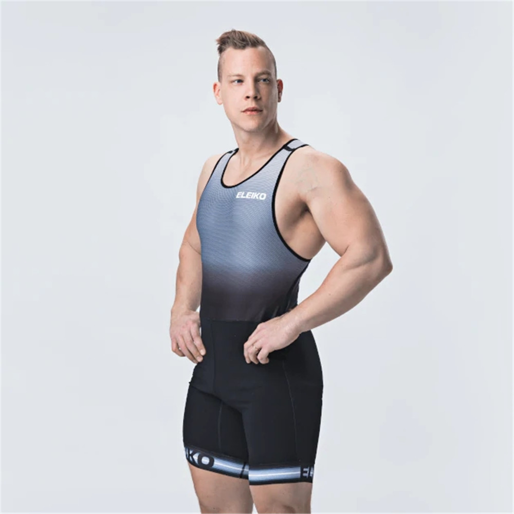 男性パワーリフトサスペンダースーツレスリングシングレットスキンスーツボディスーツ水着ジムスポーツフィットネス衣類実行スピードスーツタイツ