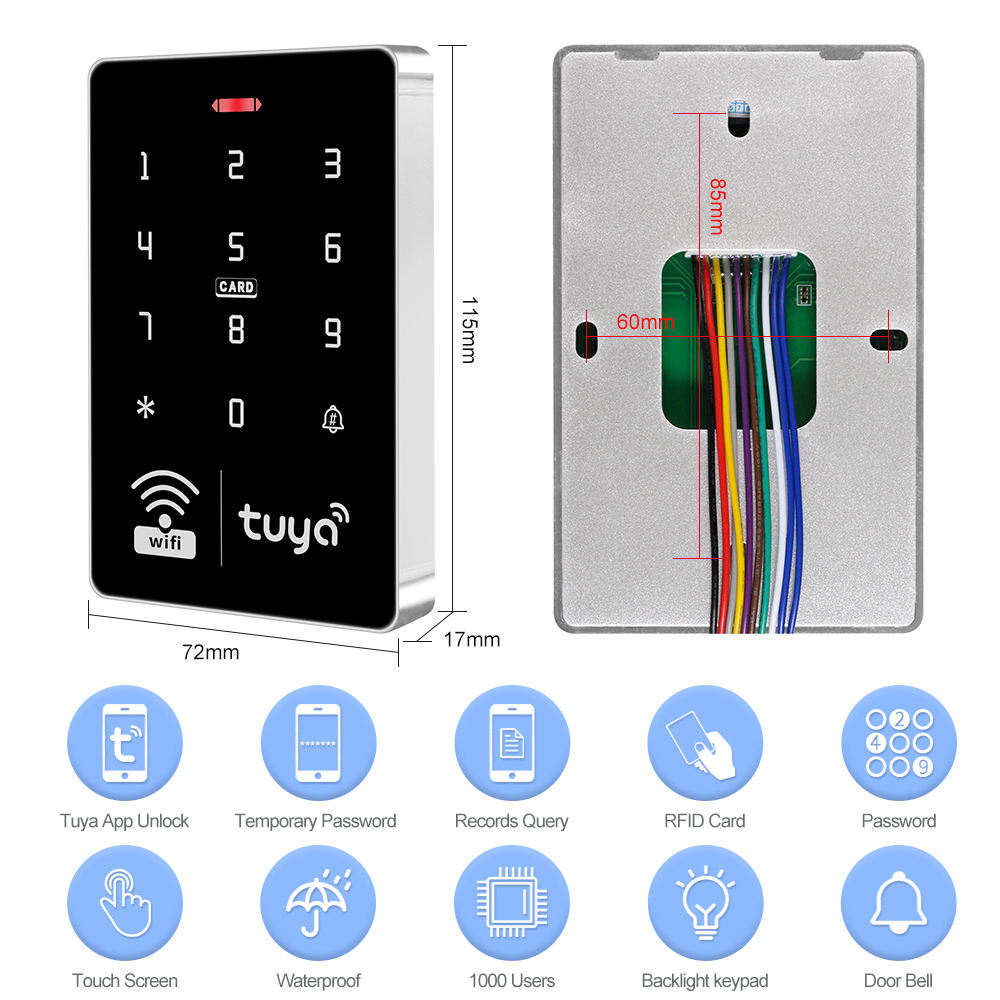 5YOA Wifi Tuya ドアアクセス制御システムセット防水 RFID キーパッドコントローラアプリリモートロック解除電気磁気ストライクロック