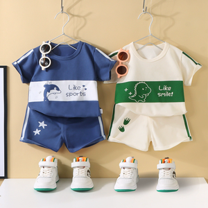 25-Piece Set of Children's Formal Printed Two-Piece Short-Sleeve Outfits: Boys' T-Shirts, Summer Baby Clothes, Trendy Apparel