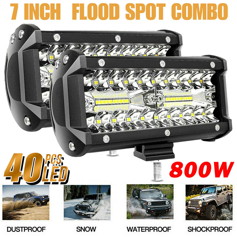 2/1 個 7 インチ LED ワークライトバー 400 ワット/120 ワットスポットフラッドビームコンボ車のトラクターボートオフロードトラック SUV ATV 車修理ライト