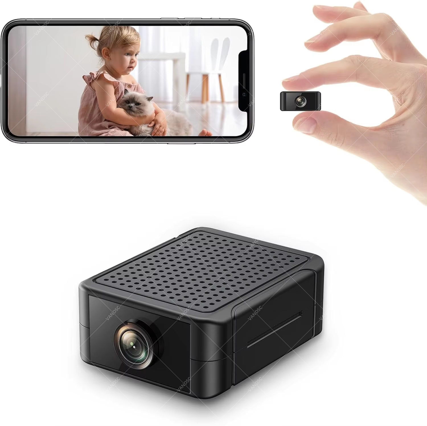 屋内セキュリティ ミニカメラ ナイトビジョン HD 4H バッテリー寿命 動体検知アラート SD クラウドストレージ 電話アプリ制御 ベビーカム