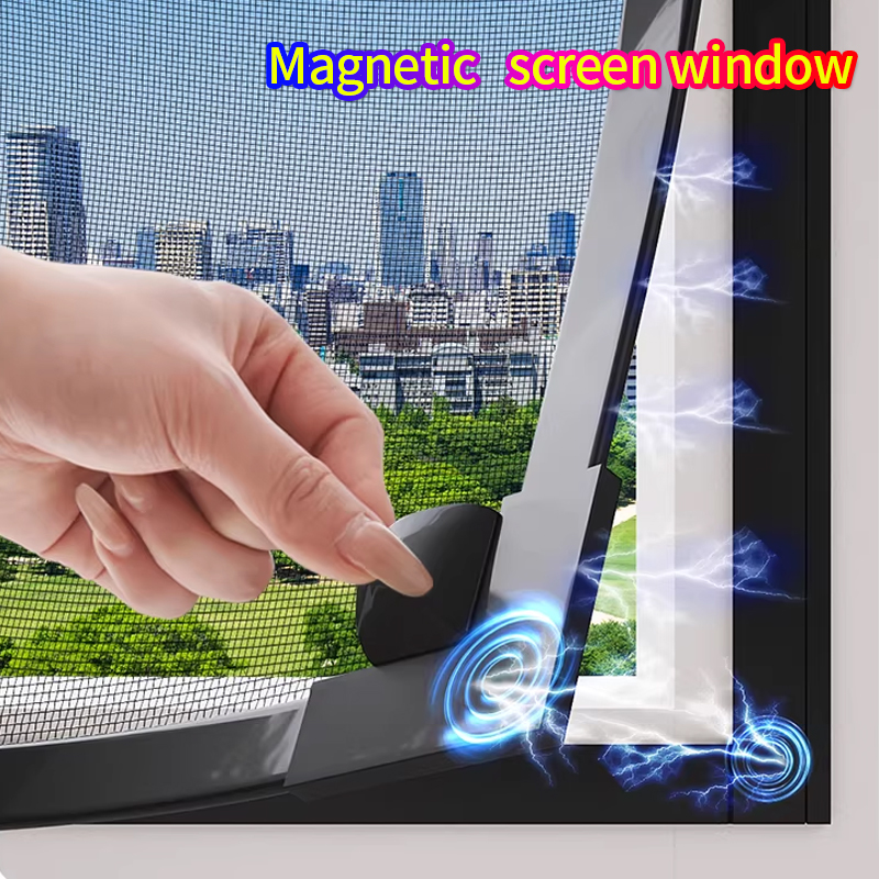 2026 DIY カスタムサイズ、防風磁気スクリーンウィンドウ、粘着蚊帳カーテン、目に見えない、家庭用マグネット、サマーメッシュ