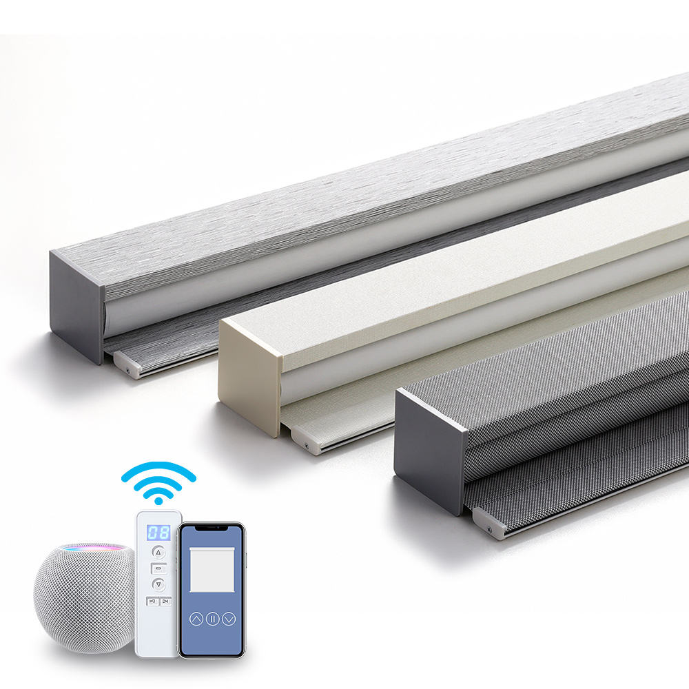 カスタム Tuya ポリエステルワイヤレス Zigbee 電気自動スマートウィンドウシェード電動ローラーブラインドキッチン用