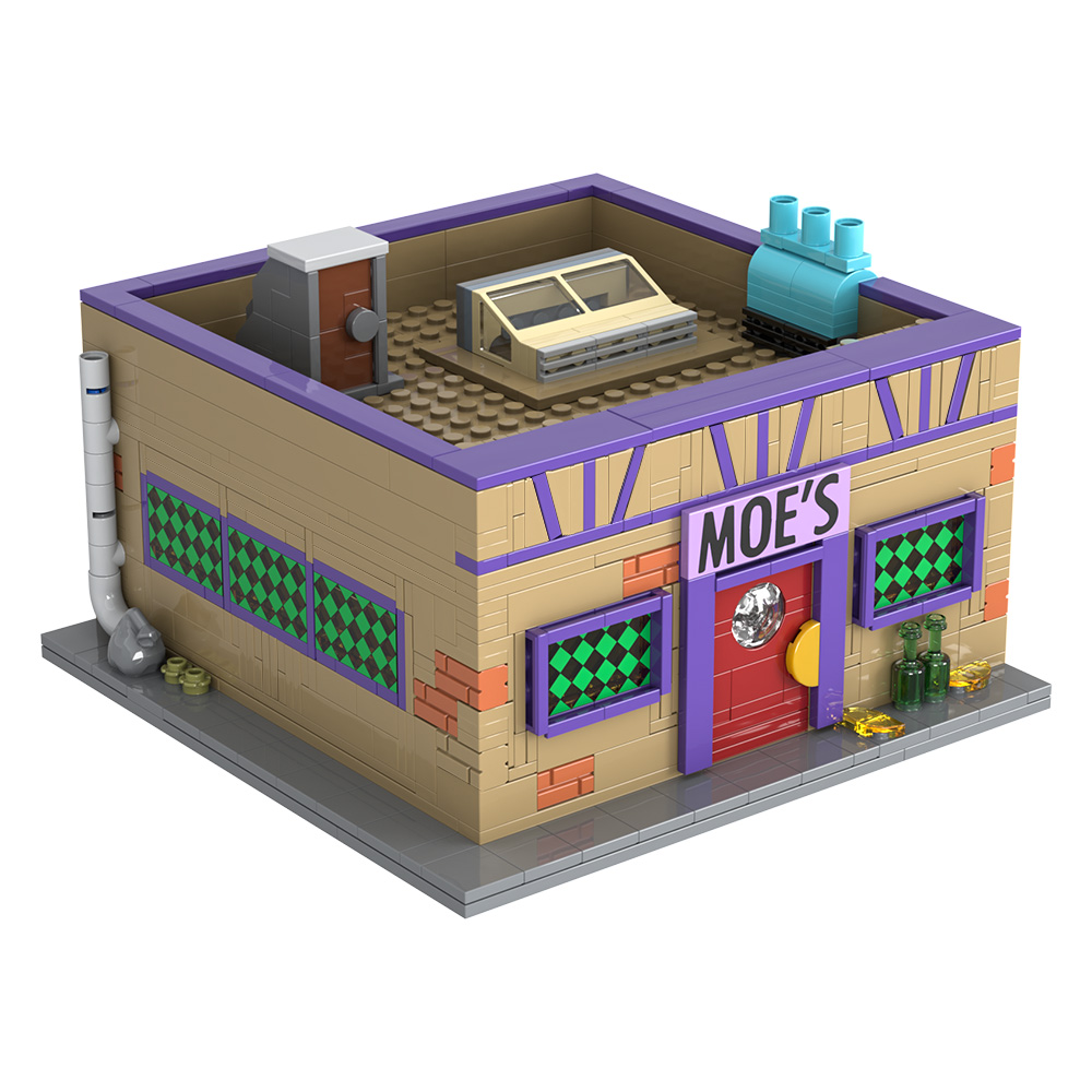 Gobricks MOC Simpsoned モジュラー Moe's 酒場ビルディングブロック Springfield's Venue モジュラー Moe's 酒場バーレンガモデルおもちゃギフト