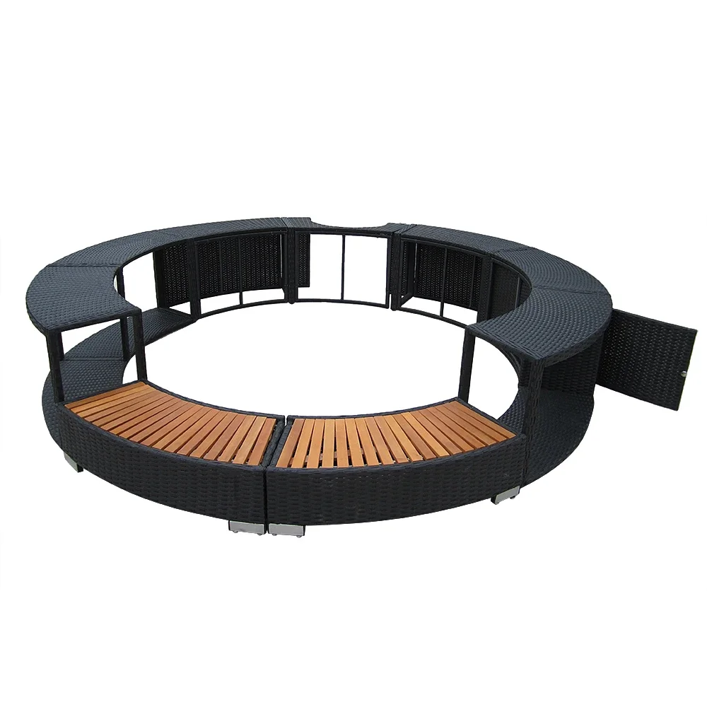 # l Poly Rattan Spa Surround Hot Tub Chic Modern Tropical Hardwood Outdoor Patio Furniture Fast delivery