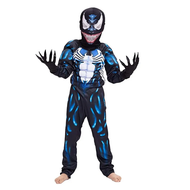 キッズ ブラック スパイダー コスチューム スーパーヒーロー コスチューム カバーオール 3D スパンデックス ユニセックス ジャンプスーツ ボディスーツ 子供用 ハロウィン コスプレ