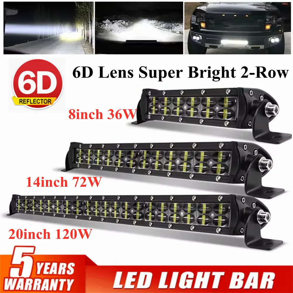 6D レンズデュアル行 Led ライトバースポットフラッド Led ワークライト 4 × 4 Led バートラック ATV SUV 車の屋根オフロード運転フォグランプ 12 V 24 V