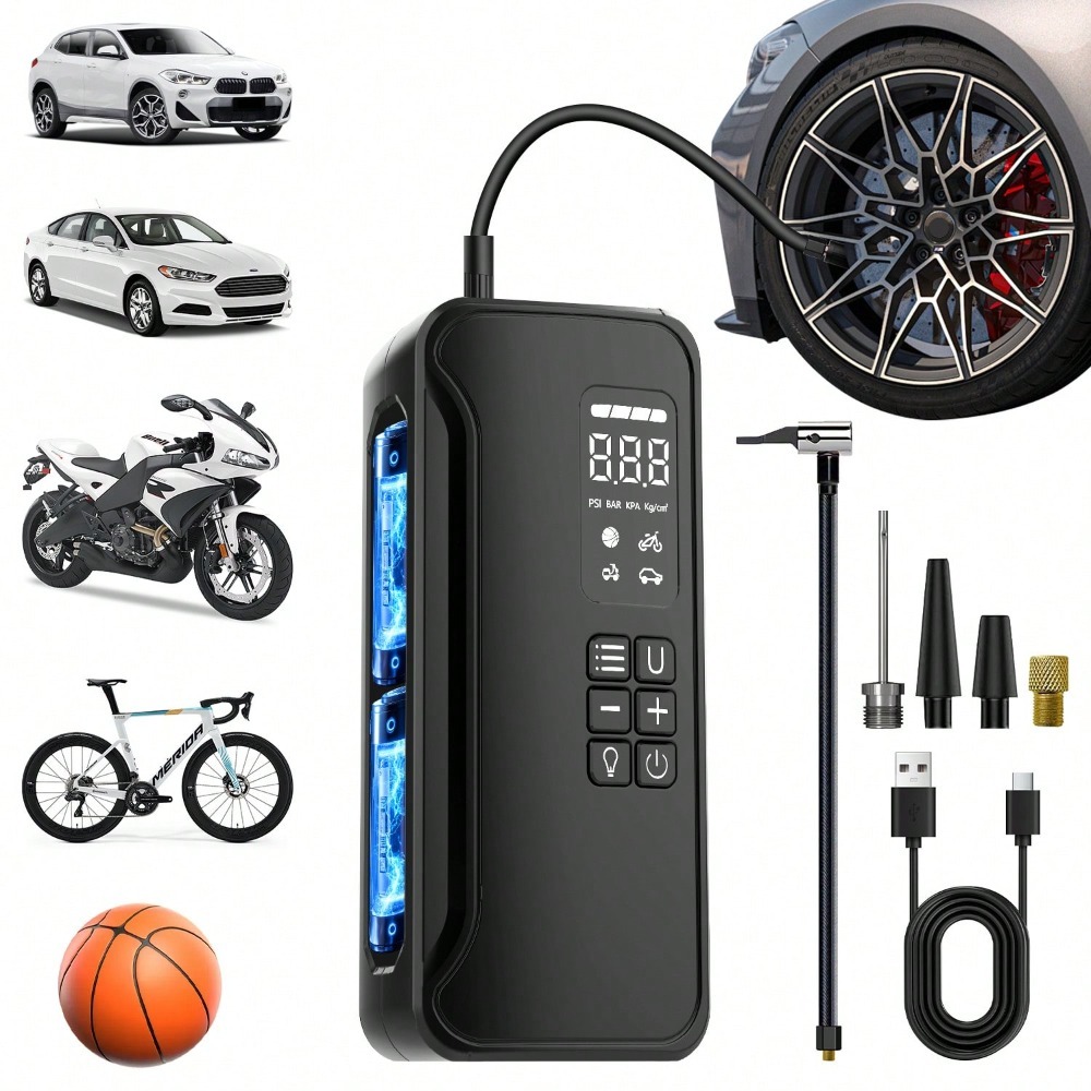 YINGBOOST 車のタイヤインフレーター 150PSI エアコンプレッサー ワイヤレス エアポンプ 車 オートバイ 自転車 ボール用 DC 延長電源コード付き