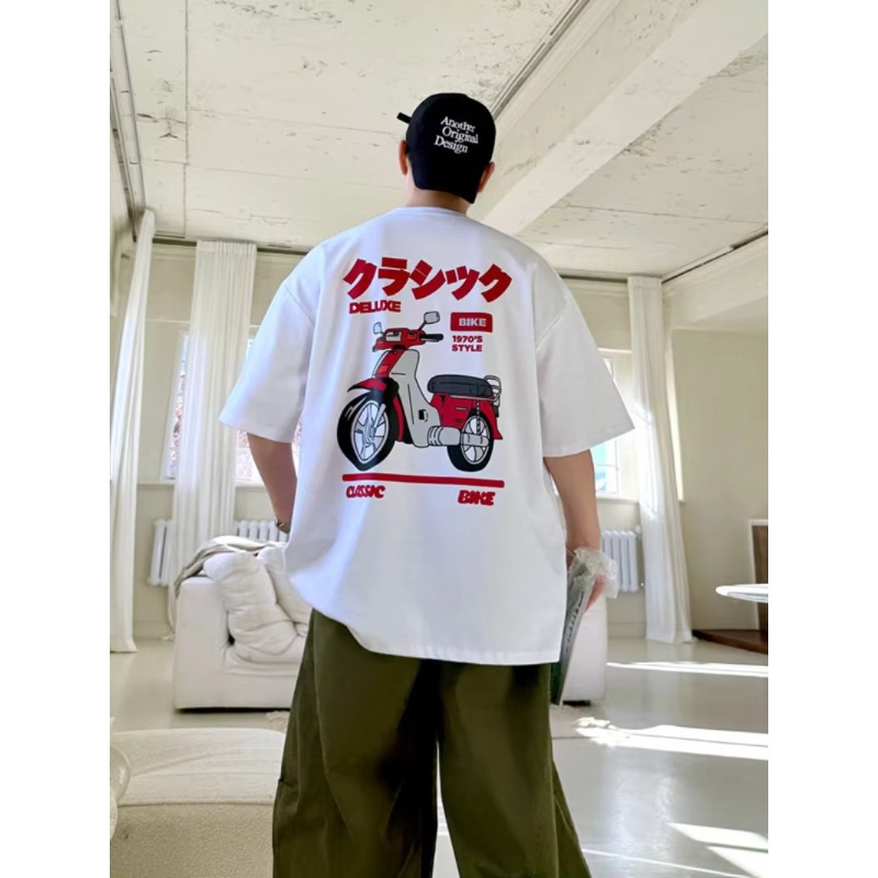 ホンダ男性と女性のバイク T シャツ夏の新車のロゴクルーネックパンクカジュアルトレンドレトロ半袖トップ