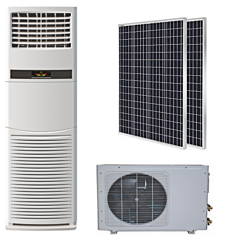 DC 48V R410a 9000btu 〜 36000btu 100% ソーラーフロアエアコン、ソーラーパネル付き部屋用