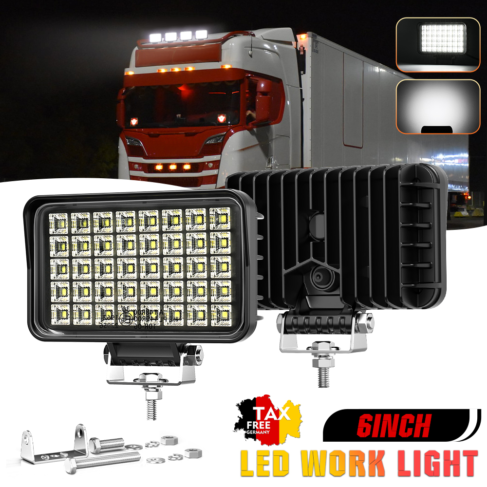 HL 6 インチスクエア LED ワークライトフラッドビームヘッドライトオフロード 4x4 建設機械車両ライトショベル 12V 24V