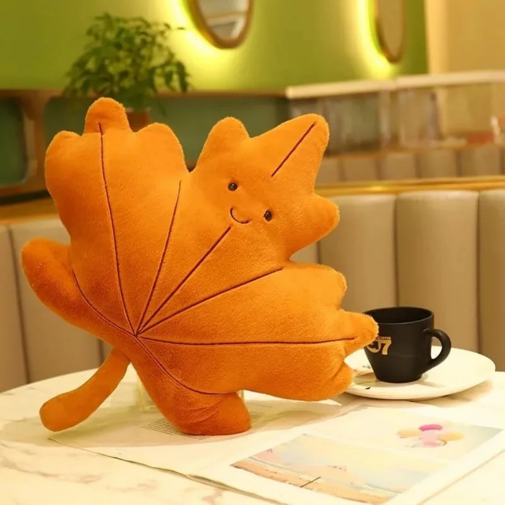 新しい家のソファの装飾 (B) 葉ぬいぐるみ枕かわいいカエデの葉イチョウの葉グリーンリーフぬいぐるみ人形ぬいぐるみソフト植物クッション