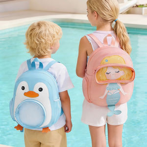 ペンギン子供の防水水泳バッグ漫画ポータブルビーチショルダーバッグウェットドライ分離バックパック
