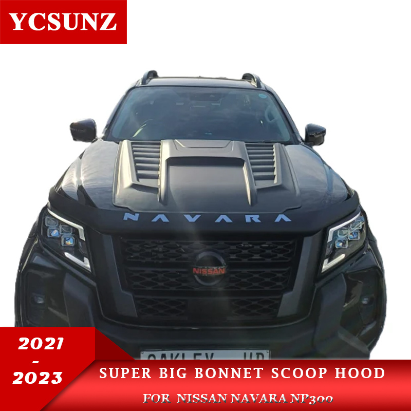 マットブラックスーパービッグボンネットスクープフードカバー日産ナバラ NP300 2021 2022 2023 4WD ダブルキャビンカーアクセサリー