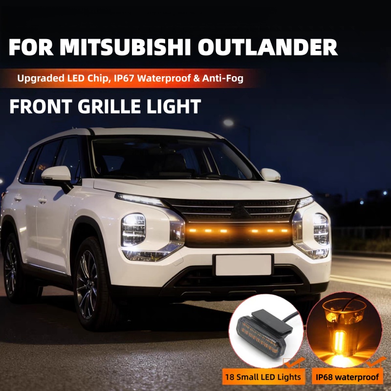 LED フロントグリルライト三菱アウトランダー 2013-2022 車のデイタイムランニングライトホイール眉毛ランプピックアップオフロード 12V