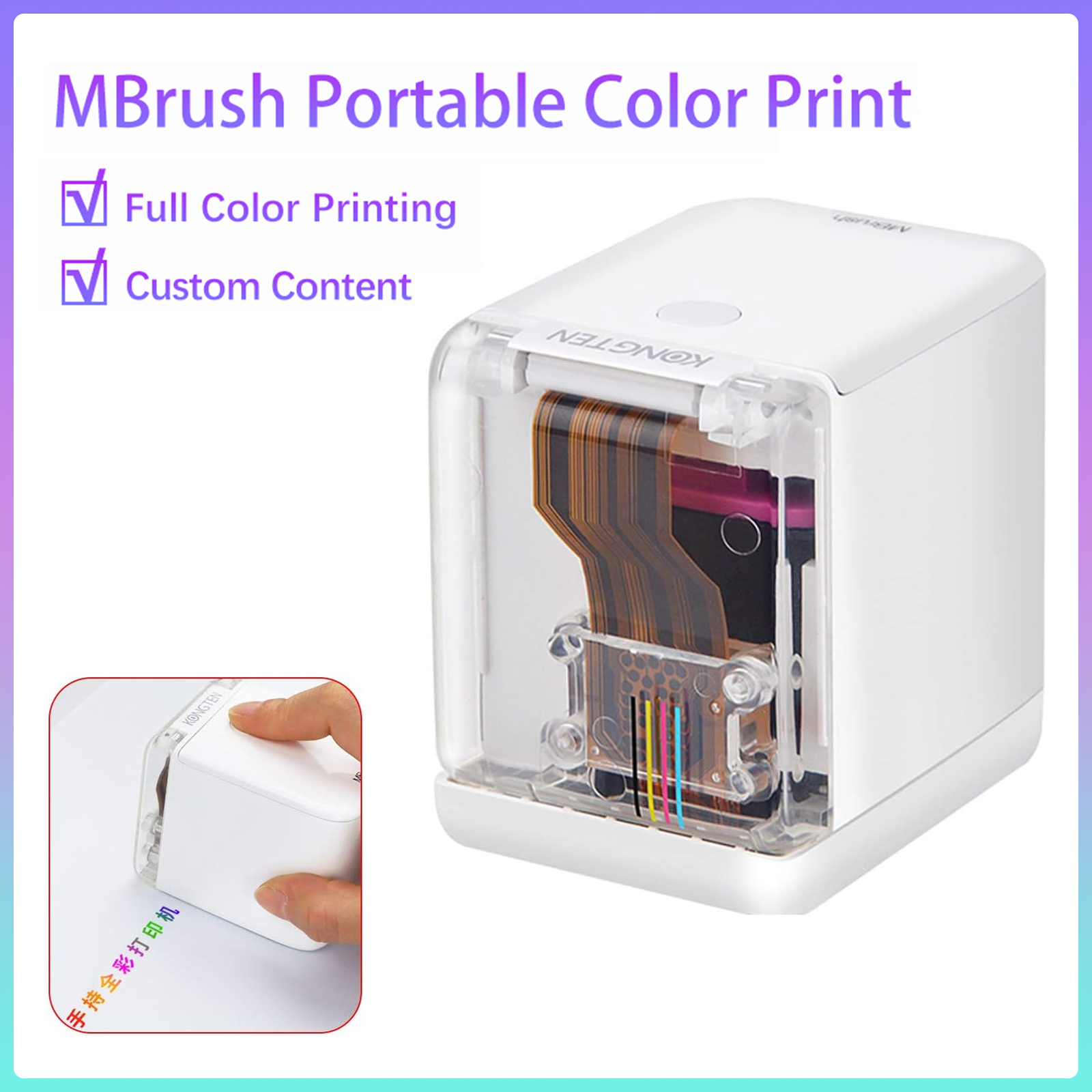 MBrush ハンドヘルドカラーインクジェットプリンタミニポータブルカラープリンタワイヤレス WiFi 印刷カートリッジ DIY 印刷タトゥーロゴ単語