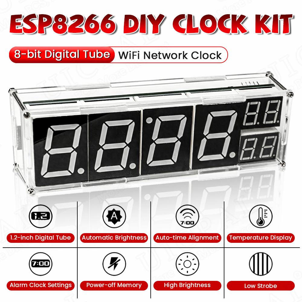 DIY キット電子ネットワーク時計 WiFi ESP8266 モジュール 8 ビットデジタル管表示時間温度アラームはんだ付け練習キット