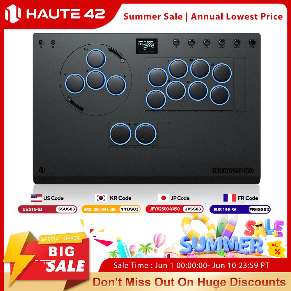 Haute42 X-Move アルミ合金ヒットボックスレバーレスコントローラースティックレスファイトスティック PC/PS4/PS5 アーケードゲームコントローラージョイスティック用
