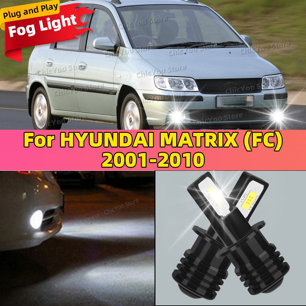 2 個 6000 18K ホワイトオート LED フォグランプ 20000LM フロントフォグライトヒュンダイマトリックス FC 2001-2010 2004 2005 2006 2007 2008 2009