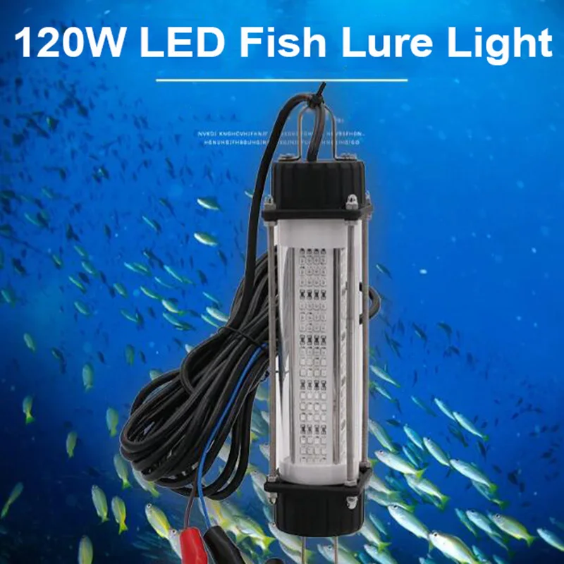 12V 120W LED 餌水中釣り防水ハイパワー魚水中白色ルアーライト夜釣りファインダー