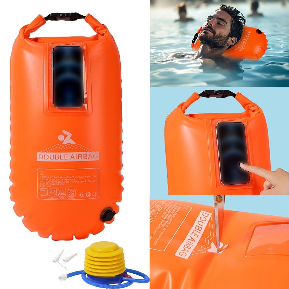 ダブルエアバッグインフレータブル水泳ブイ防水タッチスクリーン電話バッグ水泳安全フロート視認性の高い再利用可能