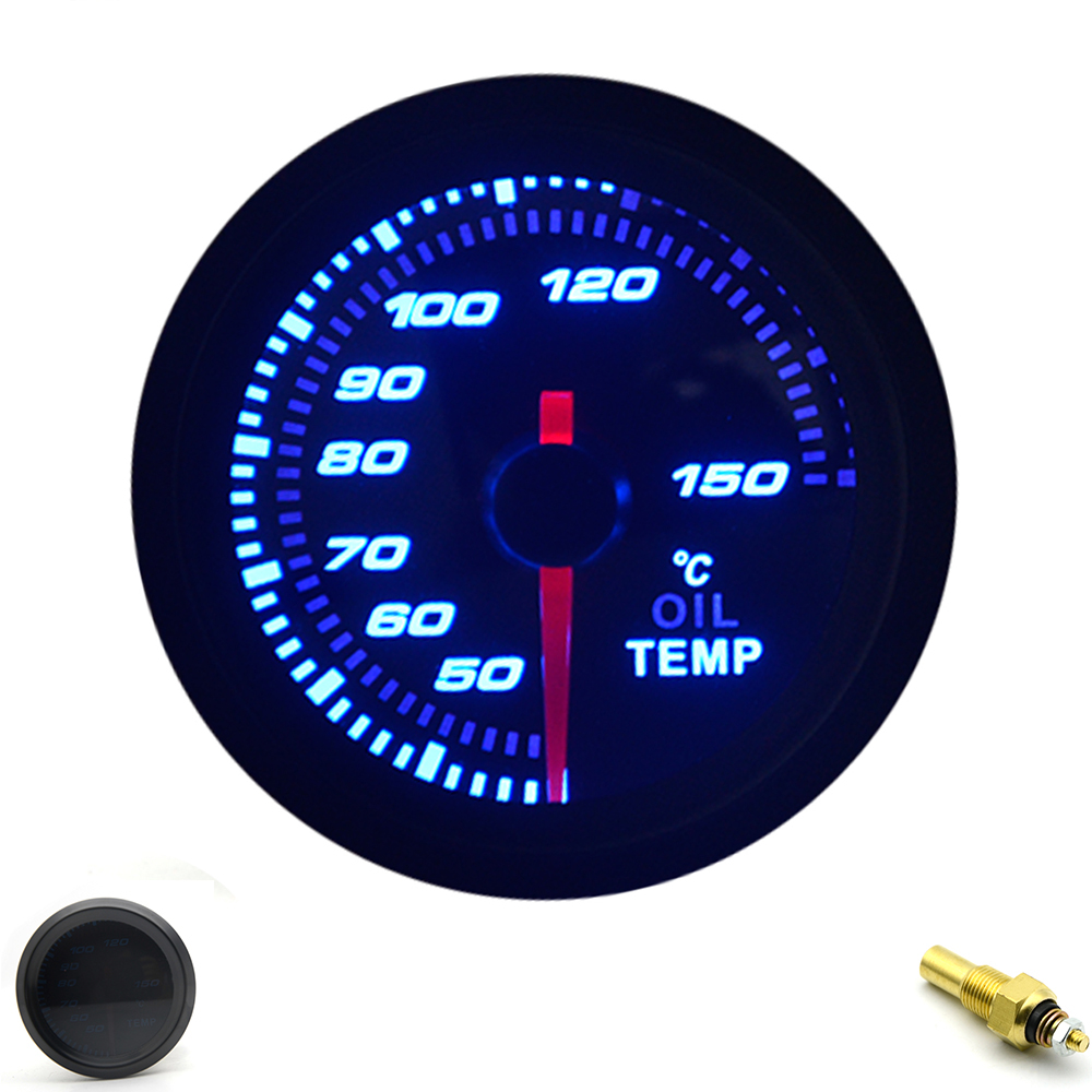 2インチ 52MM ユニバーサル油温カーゲージ 40-150 C メーター オートブルー LED