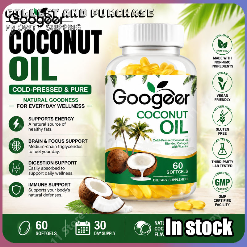 Googeer ココナッツ オイル ソフトジェル ビタミン E デイリー ウェルネス スキン