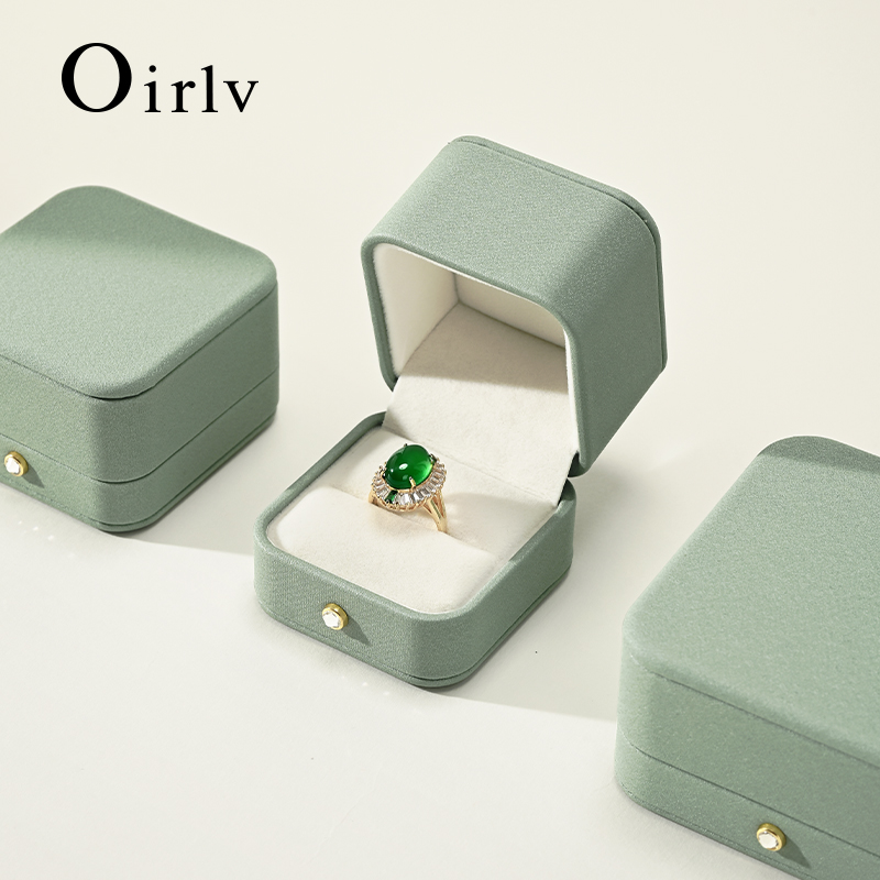 Oirlv 結婚指輪ボックス Pu レザージュエリーボックスオーガナイザーケースブレスレットペンダント長鎖収納ディスプレイギフトボックスカスタマイズ可能