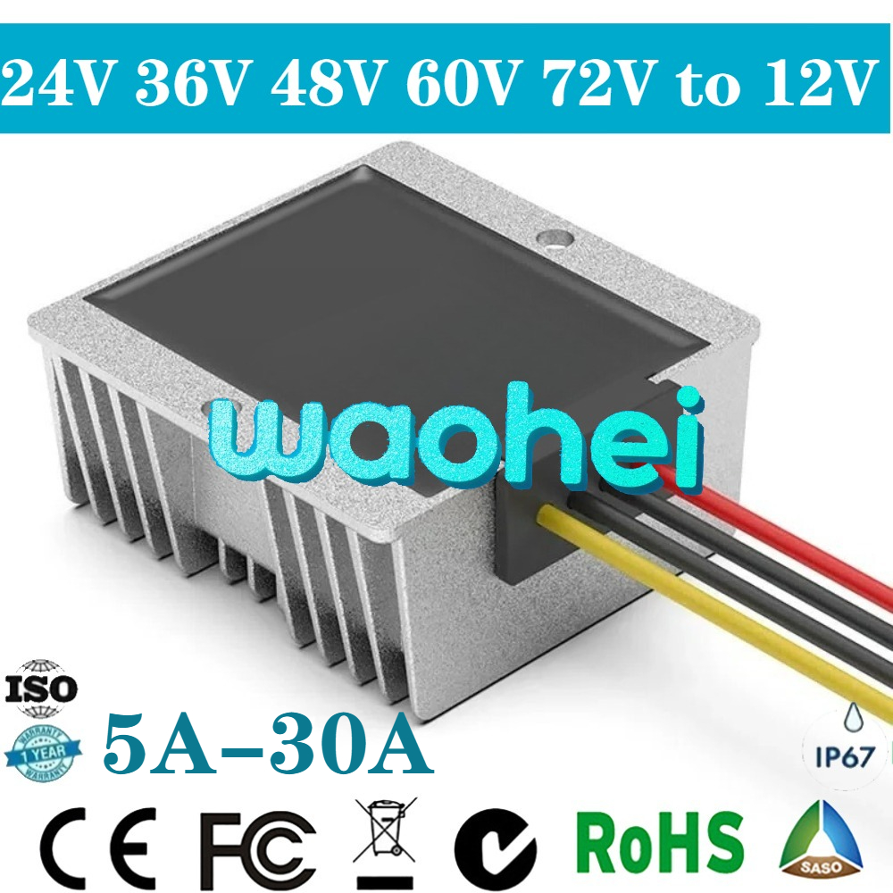 24V 36V 48V 60V 72V ～ 12V 60V ～ 12V 5A -20A DC DC 降圧コンバータ電圧レギュレータ、減電圧 60V 自動車船舶 CE