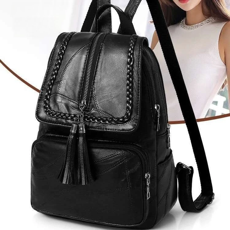 新しいファッションレジャー女性のシンプルなバックパック旅行ソフト Pu レザーハンドバッグショルダーバッグ女性の女の子のスクールバッグ