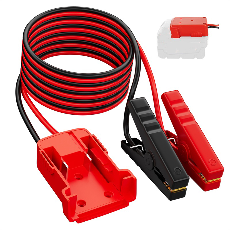 ミルウォーキー/マキタ用 18V リチウムイオンバッテリージャンパーケーブルジャンプキット 8AWG ケーブル電源バッテリージャンプスタートアダプター自動ブースターケーブル