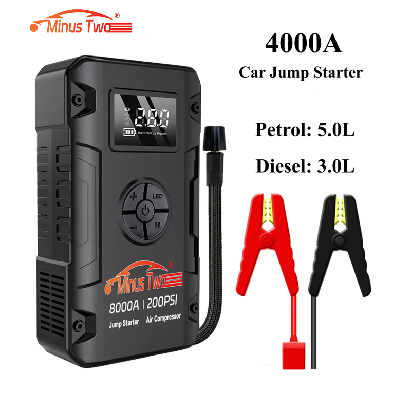 車のジャンプスターター電源銀行ポータブル 150PSI エアポンプ車のバッテリー緊急ブースター始動装置カース​​ターター 2026
