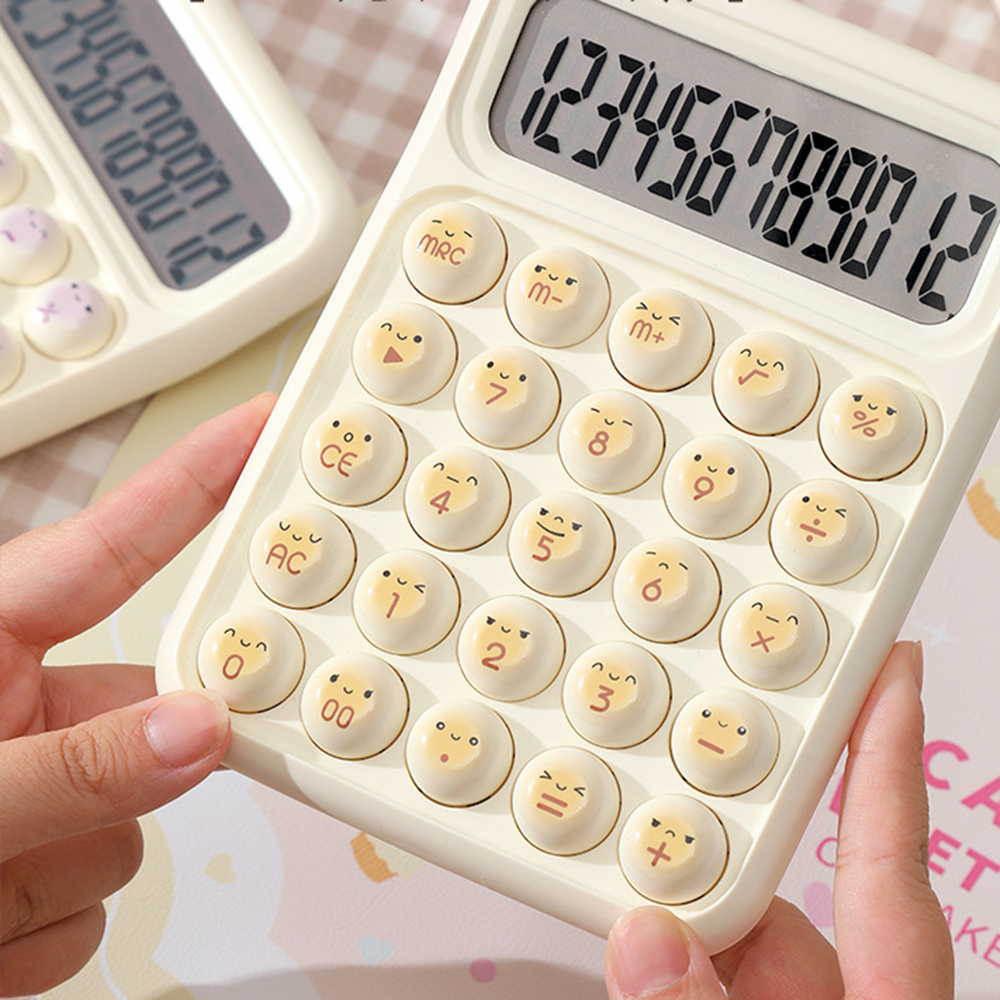 INS スタイルポータブル電卓 12 ビットかわいい笑顔学生財務電卓研究事務用品