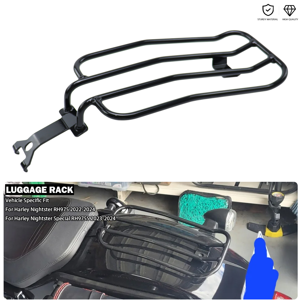ステンレススチール製リア荷物ラック - ブラック ハーレーナイトスター RH 975 スペシャルスポーツ RH975S 2022-2026 に適合